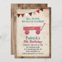 Rustique Vintage Wagon Boy Invitation Anniversaire