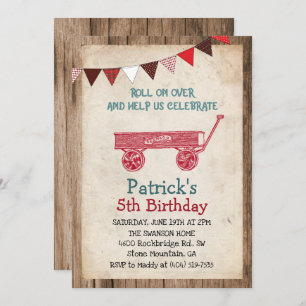 Rustique Vintage Wagon Boy Invitation Anniversaire