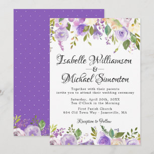 Rustique violet et crème Faire-part de mariage flo