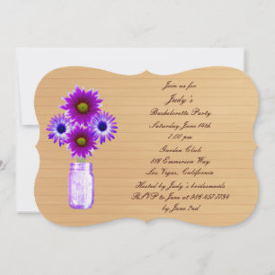 Rustique violet Mason Jar Invitation du parti Bach