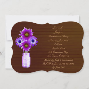 Rustique violet Mason Jar Invitation du parti Bach