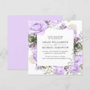 Rustique violet Rose Floral Enregistrer la carte d