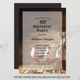 Rustique Whiskey 50e anniversaire Invitations