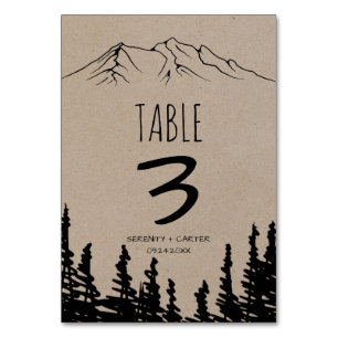 Rustique Woodsy Mountain Numéro de table
