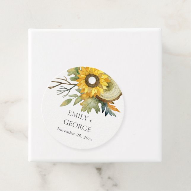RUSTISCH GELBE SONNENBLUMENFLÜSSE WASSERFARBE GESCHENKANHÄNGER (Beispiel)