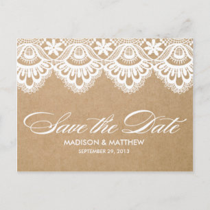 RUSTISCH SAVE THE DATE POST-KARTE ANKÜNDIGUNGSPOSTKARTE