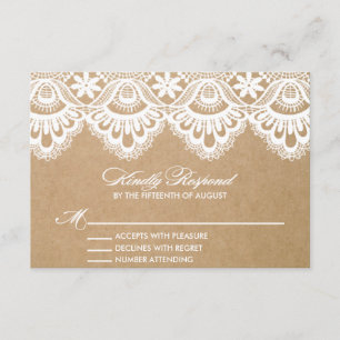RUSTISCH WEDD RSVP ENCLOSURE-KARTE KARTE