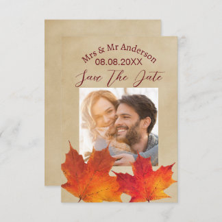 Rustische Blätter Hochzeit im Herbst Herbst Save t Save The Date