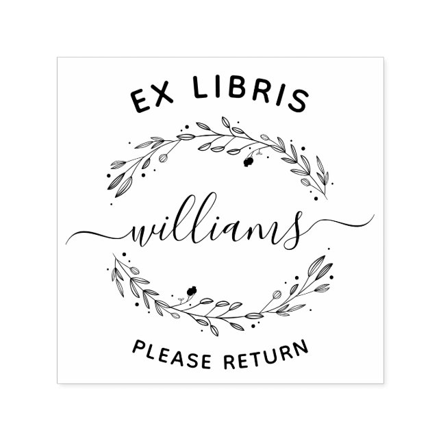 Rustische Blätter Skriptfamilie Ex Libris Buch Permastempel (Design)