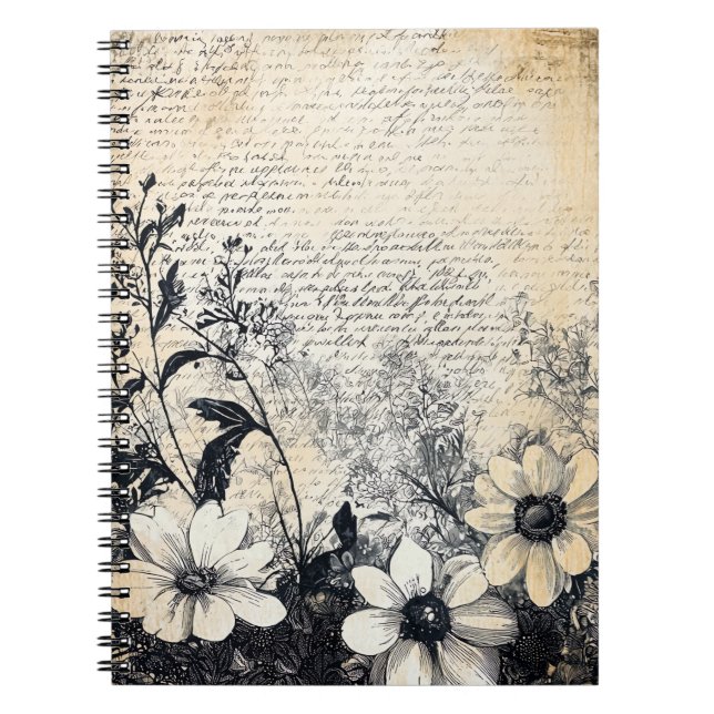 Rustische Blume und Kalligrafie - Braunpapier 1 Notizblock (Vorderseite)