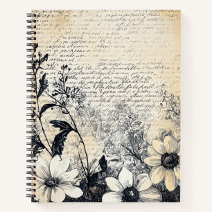 Rustische Blume und Kalligrafie - Braunpapier 1 Notizbuch