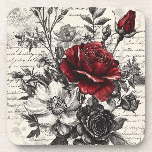 Rustische Blume und Kalligrafie - Braunpapier 3 Getränkeuntersetzer