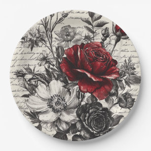 Rustische Blume und Kalligrafie - Braunpapier 3 Pappteller