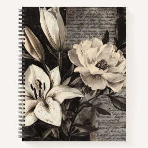 Rustische Blume und Kalligrafie - Braunpapier 4 Notizbuch