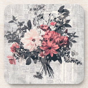 Rustische Blume und Kalligraphie - Braunpapier 5 Getränkeuntersetzer