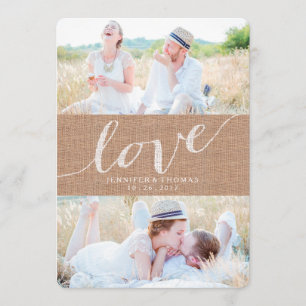 RUSTISCHE BURLAP-LIEBE   SAVE THE DATE