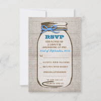 Rustische Burlap Mason Jar Wedding RSVP Karten