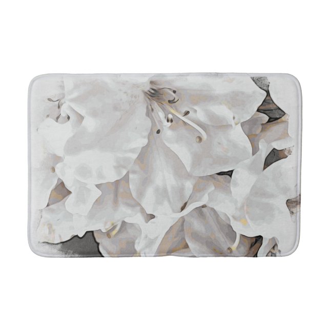 *~* Rustische Grunge Azalea Blume Weiße Neutrale  Badematte (Vorderseite)