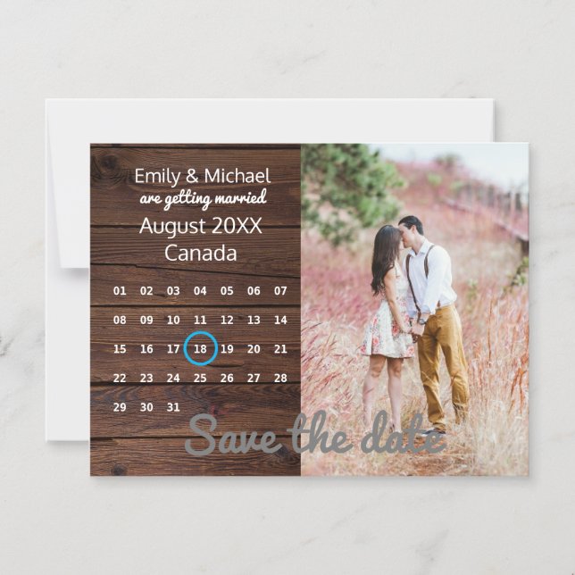 Rustische Hochzeit speichern das Date FOTO CALENDA Magneteinladung (Vorderseite)