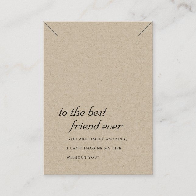 RUSTISCHE KRAFT FRIEND GIFT NECKLACE DISPLAY CARD PLATZKARTE (Vorderseite)
