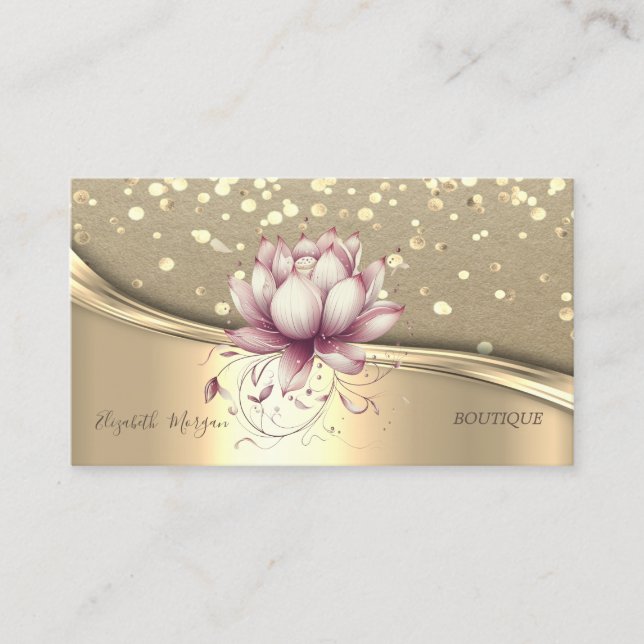 Rustische Kraft, Gold Confetti, Chic Lotus Visitenkarte (Vorderseite)