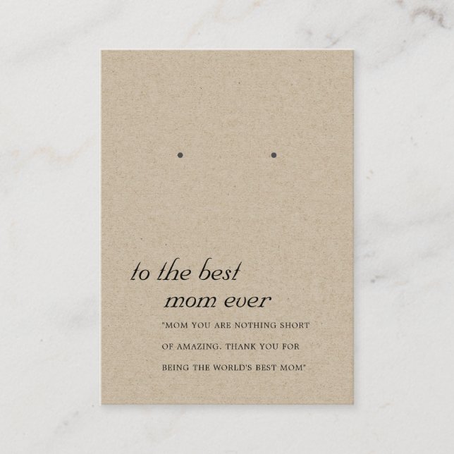 RUSTISCHE KRAFT MAMA GIFT EARRING DISPLAY CARD PLATZKARTE (Vorderseite)