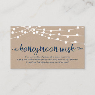 Rustische Kraftzeichenbeleuchtung, Hochzeitshoneym Begleitkarte