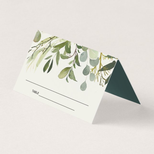 RUSTISCHE LEAFY GREEN GOLD FOLIAGE WEDING PLATZKAR (Vorderseite)
