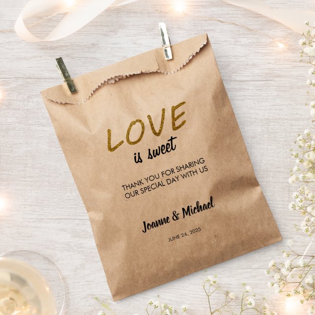 Rustische Liebe ist Sweet Gold Skript Danke Hochze Geschenktütchen (Ausgeschnitten)