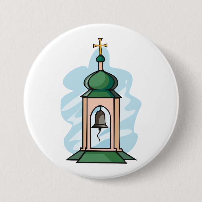 Rustische orthodoxe Kirchenglockenstapel Button (Vorderseite)