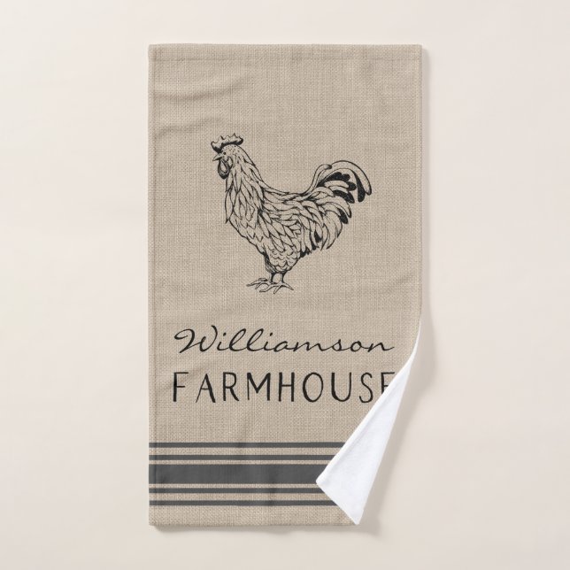 RUSTISCHE ROOSTER LANDWIRTSCHAFT FAMILIENNAME BURL HANDTUCH (Handtuch)