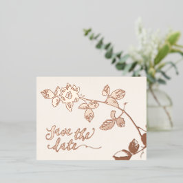 Rustische Rose Gold Botanische Hochzeit Sichern Si Folie Einladungspostkarte
