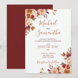 Rustische Rose und Chrysanthemum-Hochzeit im Herbs Einladung
