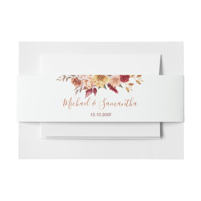 Rustische Rose und Chrysanthemum-Hochzeit im Herbs Einladungsbanderole (Vorderseite Beispiel)
