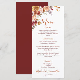 Rustische Rose und Chrysanthemum-Hochzeit im Herbs Menükarte