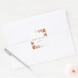 Rustische Rose und Chrysanthemum-Hochzeit im Herbs Quadratischer Aufkleber