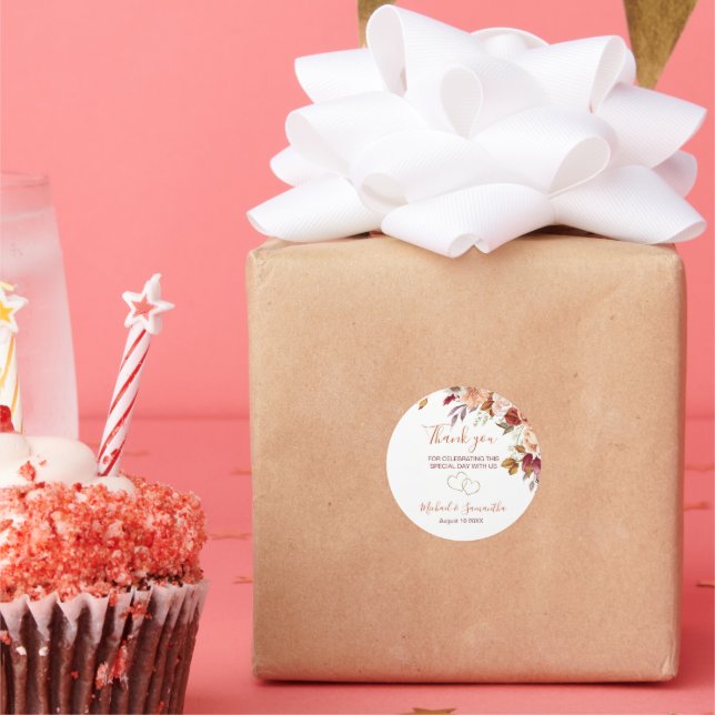 Rustische Rose und Chrysanthemum-Hochzeit im Herbs Runder Aufkleber (Party)