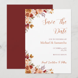 Rustische Rose und Chrysanthemum-Hochzeit im Herbs Save The Date