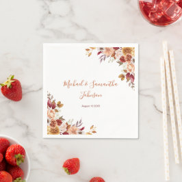 Rustische Rose und Chrysanthemum-Hochzeit im Herbs Serviette