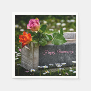 Rustische Rose und Daisies Anniversay Serviette