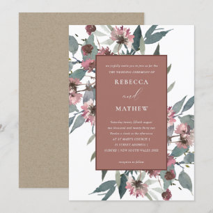 RUSTISCHE RUSSPINK EUCALYPTUS FLUSSWEITE INVITE DANKESKARTE