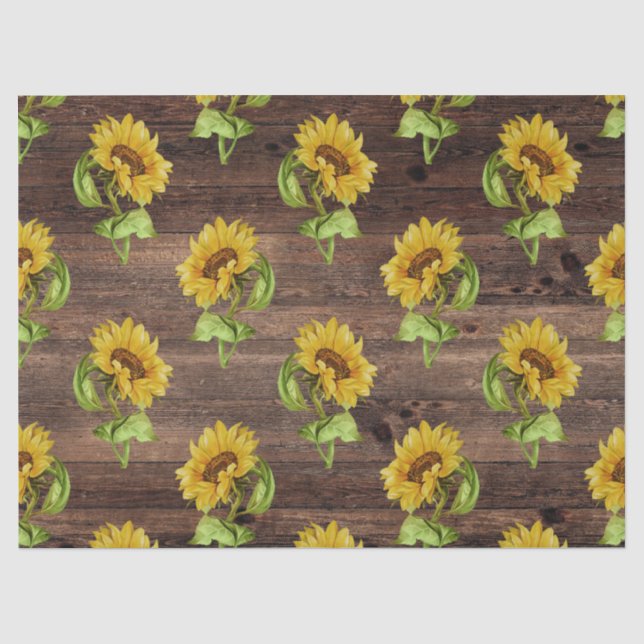 Rustische Sonnenblume auf Holzdekoupage Seidenpapier (Vorderseite)