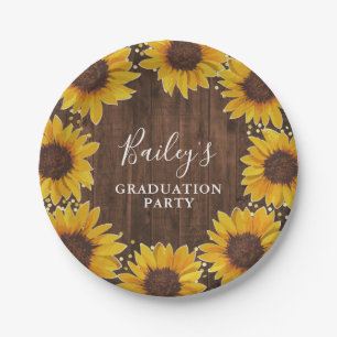 Rustische Sonnenblumen Goldfels-Dots-Graduierung Pappteller