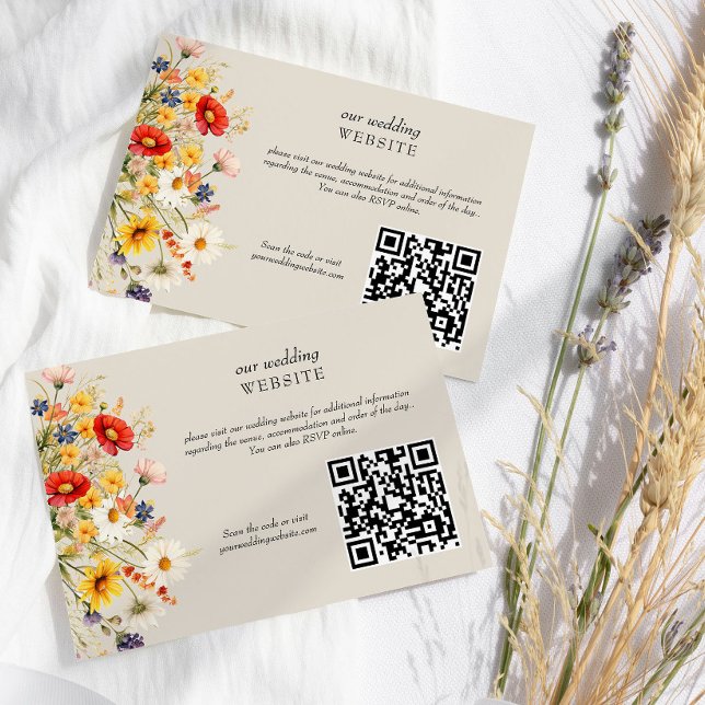Rustische Wildblume Blumenzwiebelwebsite QR Code Begleitkarte (Wedding Website QR Code enclosure card from Rustic Wildflower Wedding Collection by Darling & May)