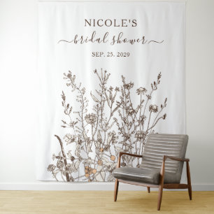 Rustische Wildblumen fallen Brautparty Hintergrund Wandteppich