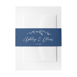 Rustische Wildblumen Script Navy Blue Wedding Einladungsbanderole