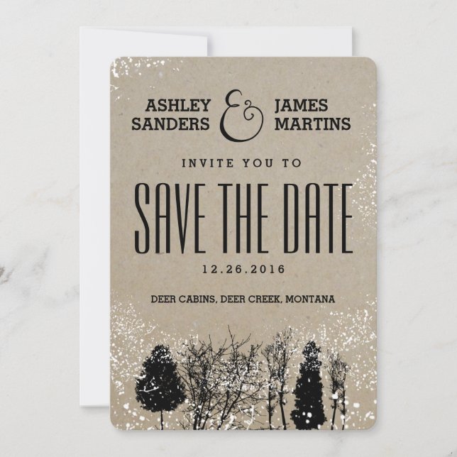RUSTISCHER WINTERBAUM SAVE THE DATE (Vorderseite)