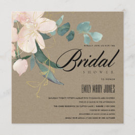 RUSTISCHES BLUSFLORAL KRAFT WATERCOLOR BRAUTPARTY EINLADUNG
