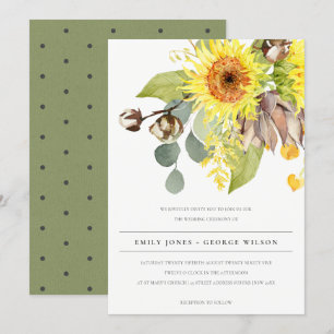 RUSTISCHES SONNENBLUMEN EUCALYPTUS PINENGESCHWEICH EINLADUNG
