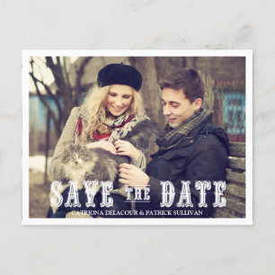RUSTISCHES WESTERN SCRIPT FOTO SAVE THE DATE POSTC ANKÜNDIGUNGSPOSTKARTE